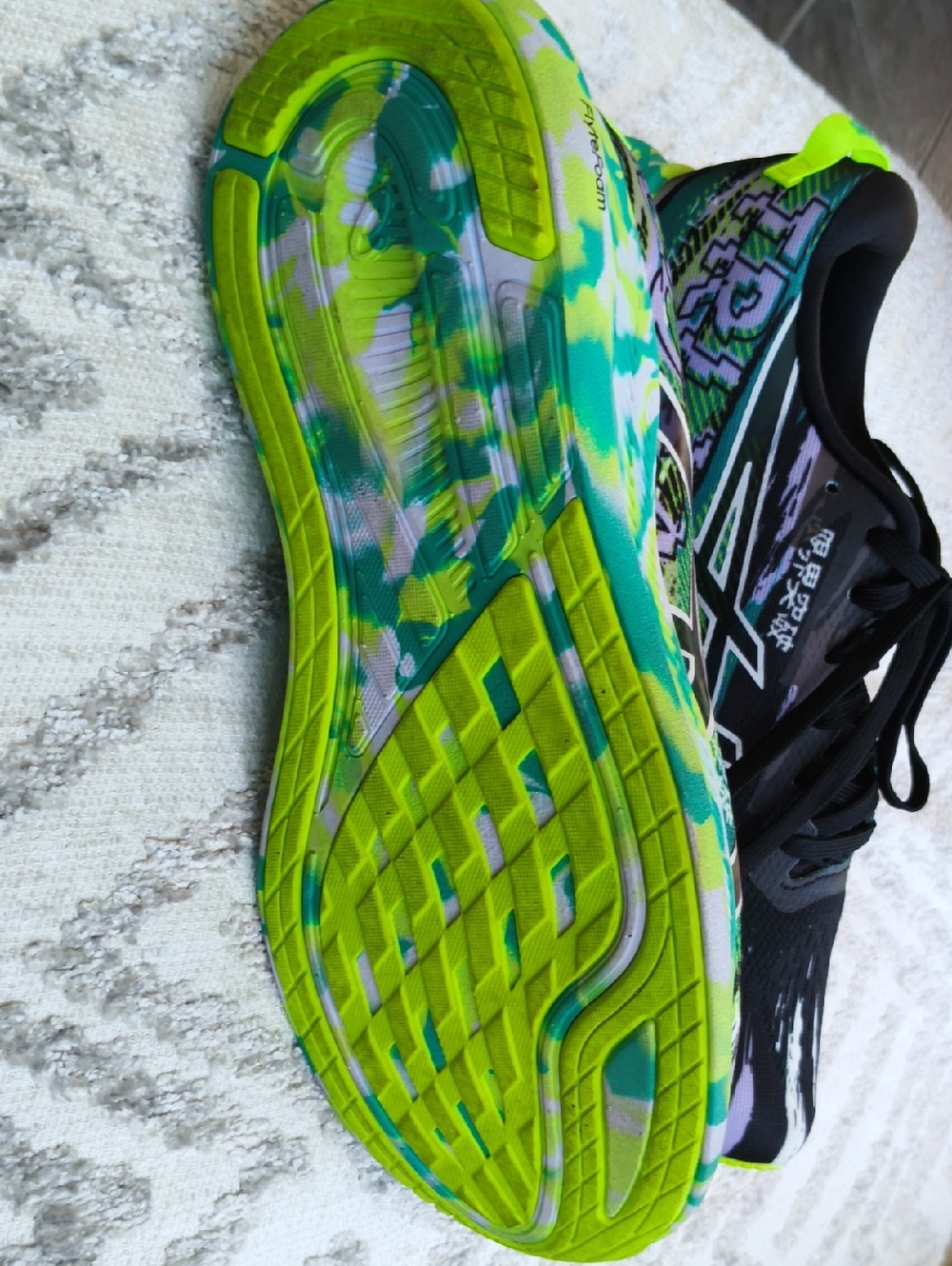 ASICS WOMEN'S Noosa Tri 13 Sneaker - Black & Neon Green New Condition! Size 9 - Picture 4 of 9
